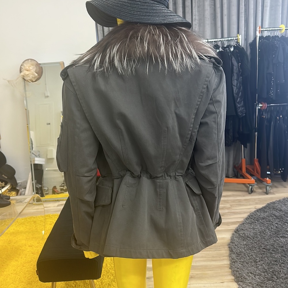 Emilio Pucci Army Color utility jacket with Fox Collar/M -40 - Picture 7 of 10